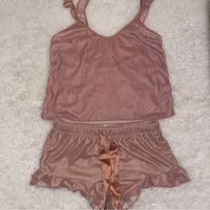 Light Baby Pink Soft and Fuzzy Victoria Secret Set 100% polyester